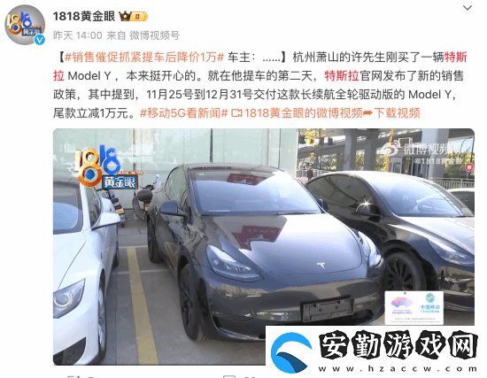 特斯拉車主被催提車第二天降價1萬